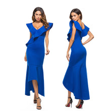 Sexy Women Dress Sleeveless Ruffle Irregular Dress Evening Party Dress